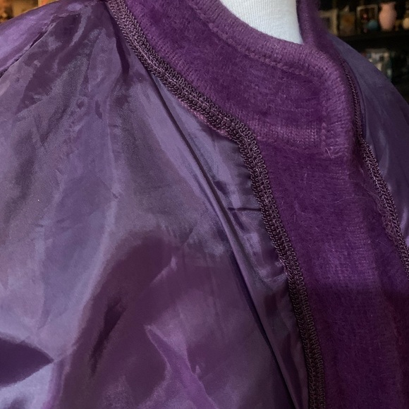 Angora blend purple beaded embroidered lined cardigan - Picture 6 of 10